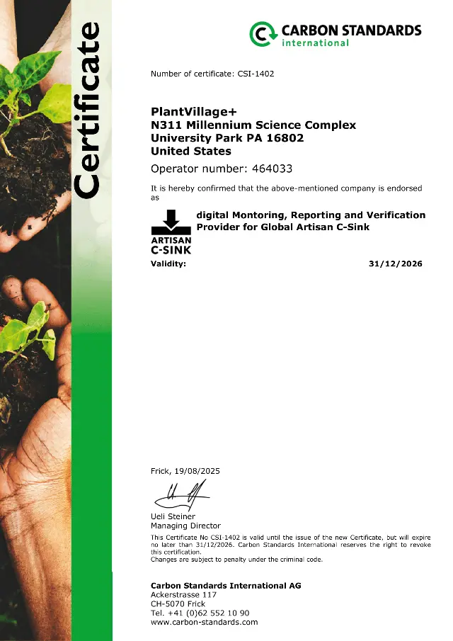 Carbon standards certificate