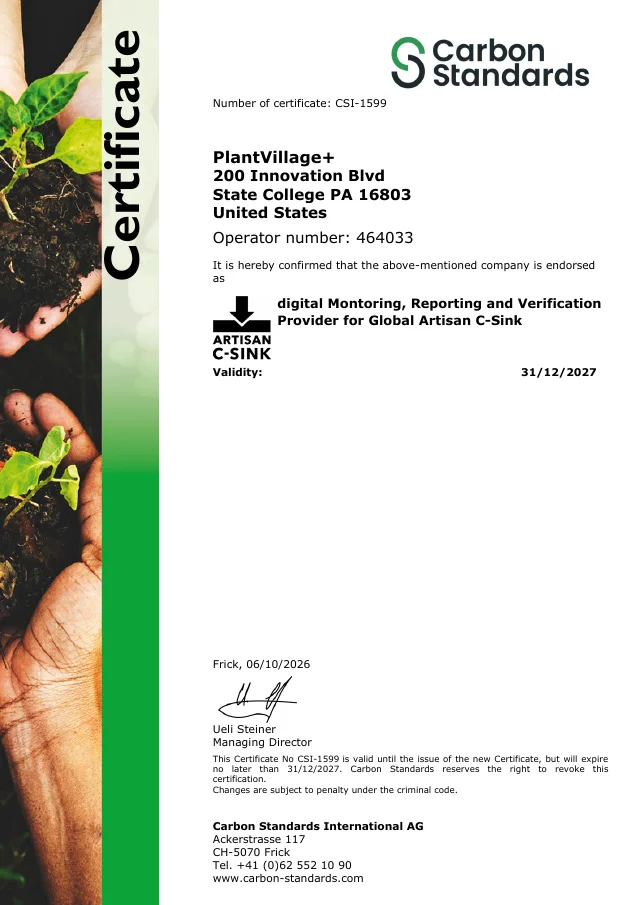 Carbon standards certificate